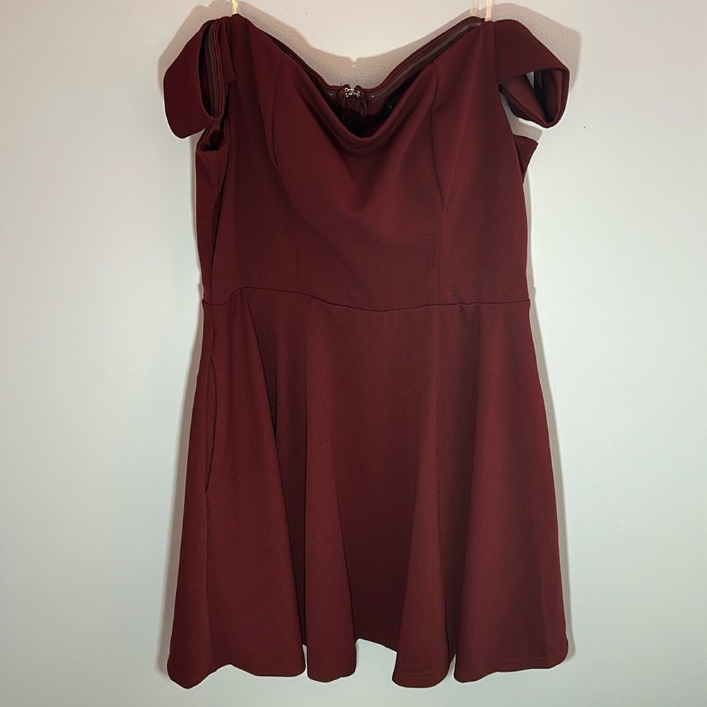 Off the Shoulder Maroon Mini Dress
